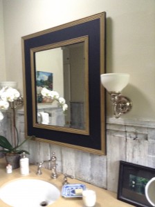 Another bathroom in our house.  Wood is from an old watertank.  Mirror, I made and it is actually 3 frames put together.  I did the electrical and the plumbing and tiled the shower.  